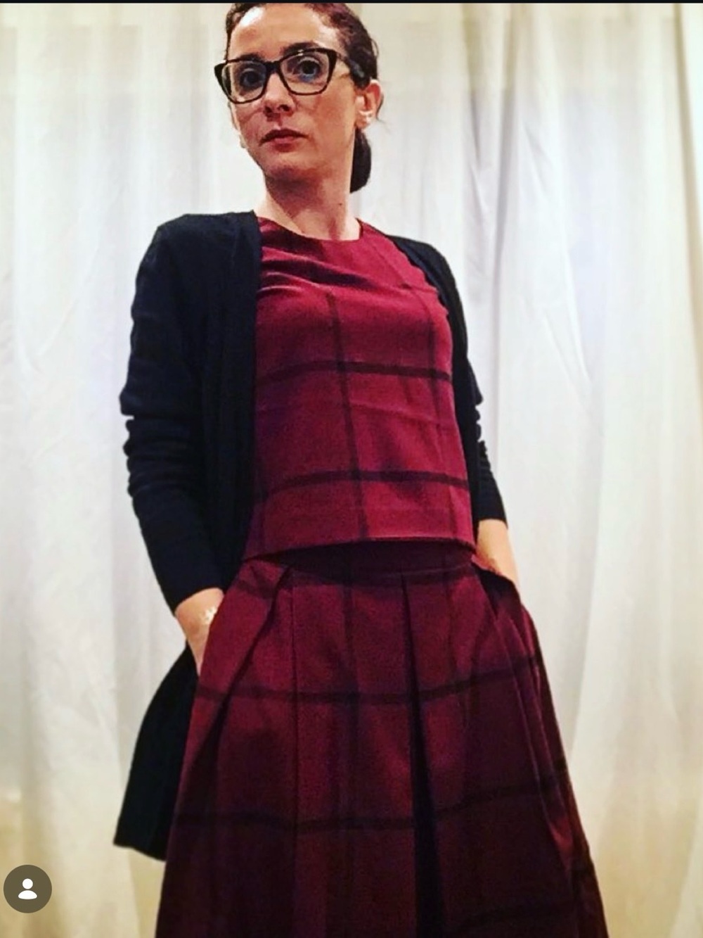 Banana Republic Burgundy Weathervane Plaid Two-Piece Skirt Set
